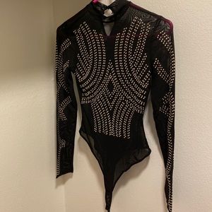 Blinged long sleeve bodysuit